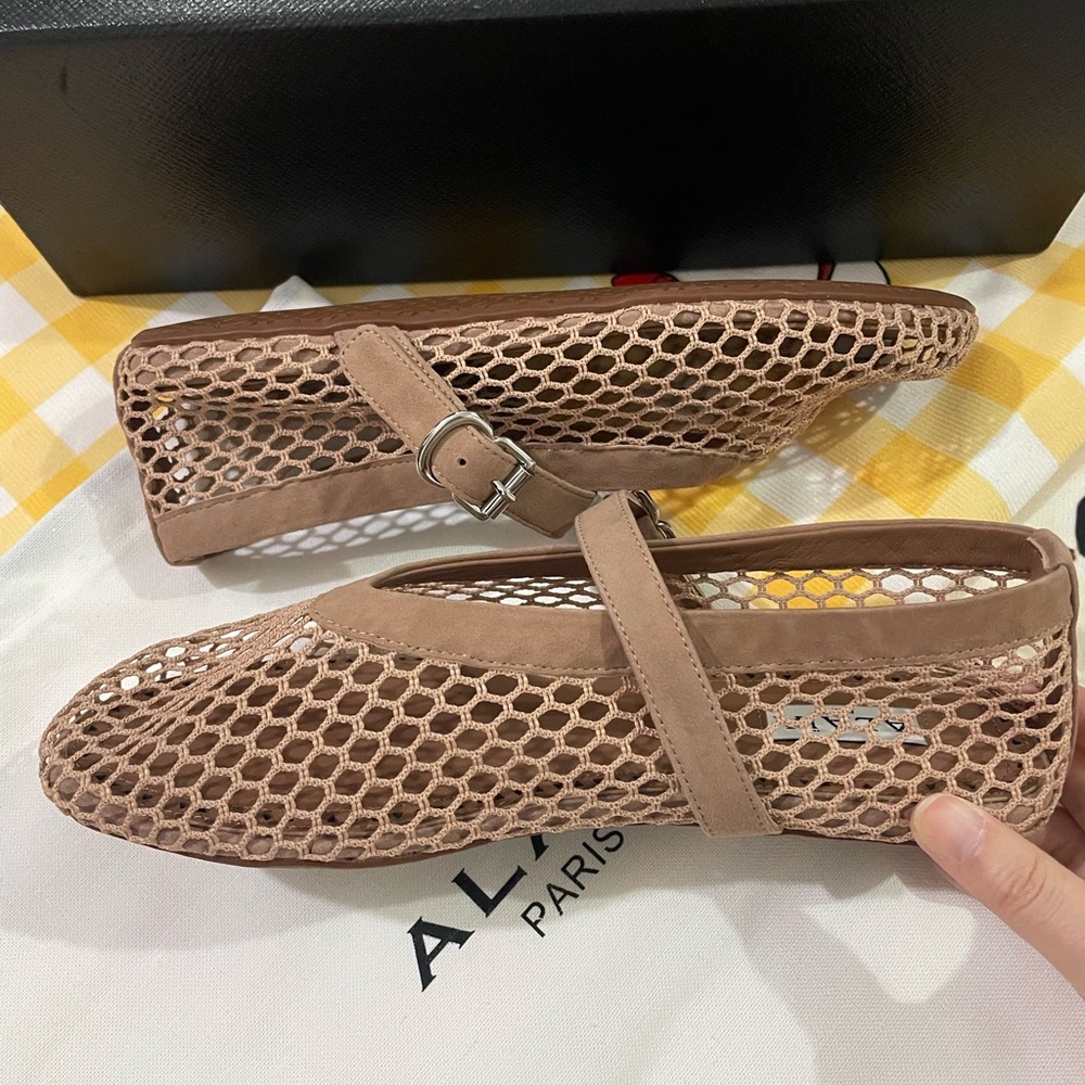 ALAIA Nude Mesh Mary Jane Flats - Picture 10 of 15